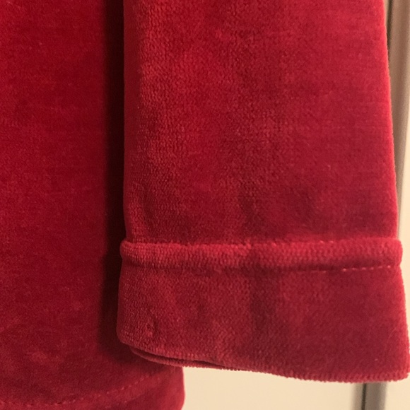 Cranberry Velvet Snap Front Cardigan is Beautiful! Vee Neckline, Soft & Cozy! - Picture 6 of 11